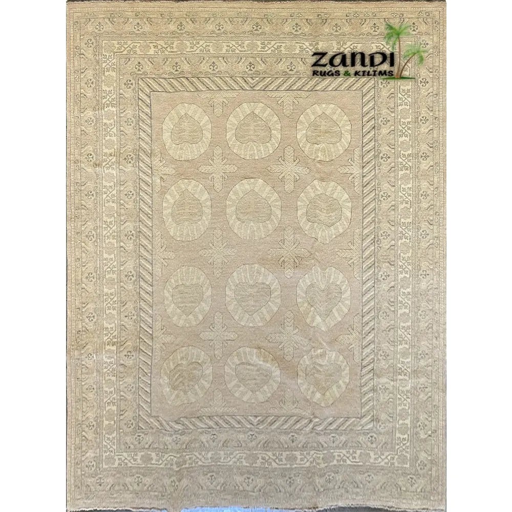 Hand knotted Afghani Khotan design rug size 10'5''x8'3'' RR10187